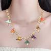 Colorful Mushroom Pendant Necklace Adjustable Length Neckchain Alloy Oil Drop Charm Choker for Fashionable Women