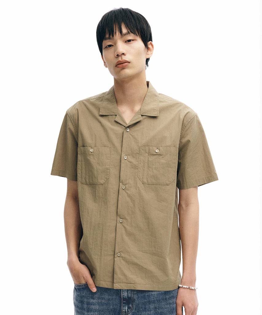INTEMPOMOOD Uncle Open Collar Half Shirt: 2 Colors