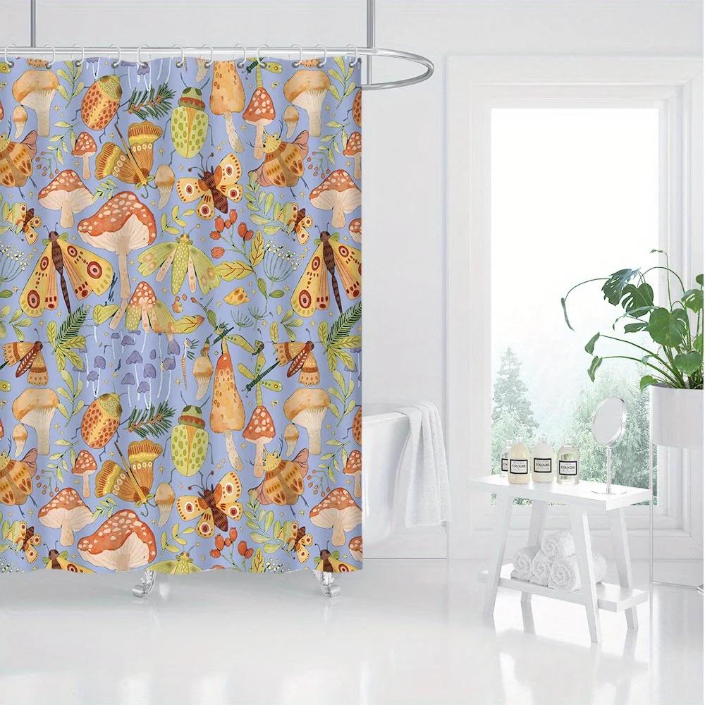 

Digital Printing Polyester Shower Curtain - Purple Forest With Small Animals & Flowers, Interior Home Decor, Toilet Partitio W60H190(CM)-1 Pcs