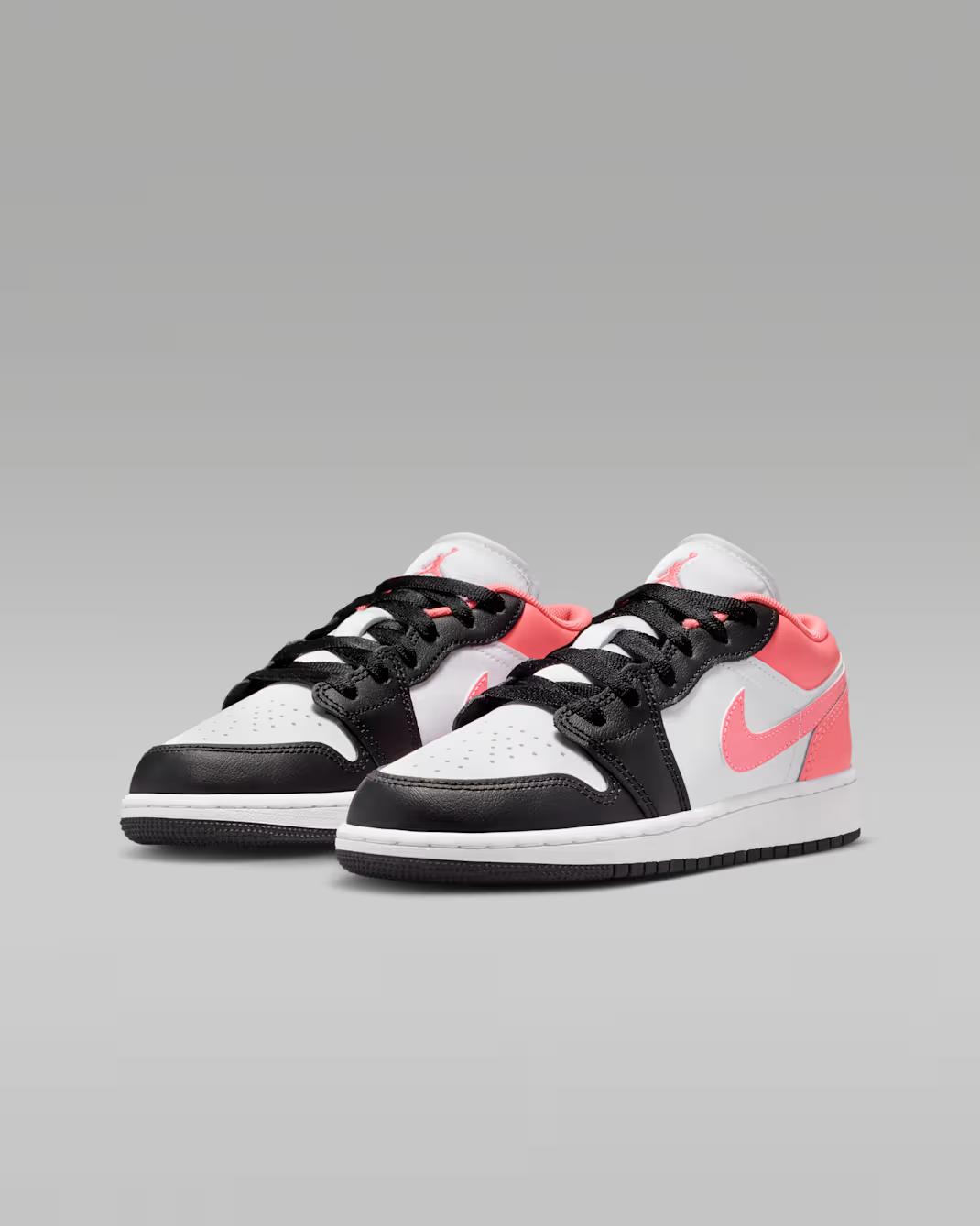 553560-025 Nike GS Air Jordan 1 Low Black White Pink Gaze 6Y