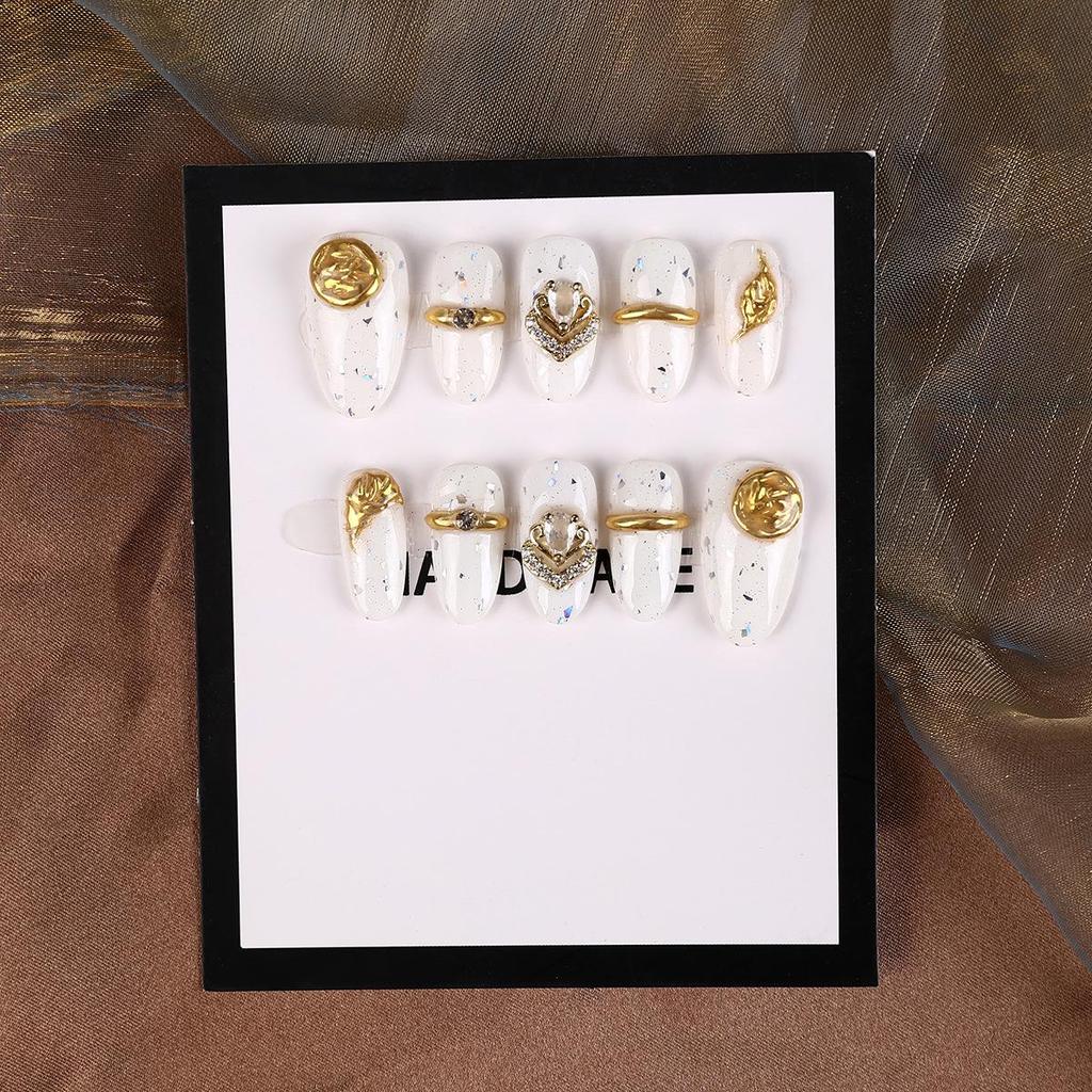 Handmade High-End Short Press-On Nails - Simple & Removable Art Collection