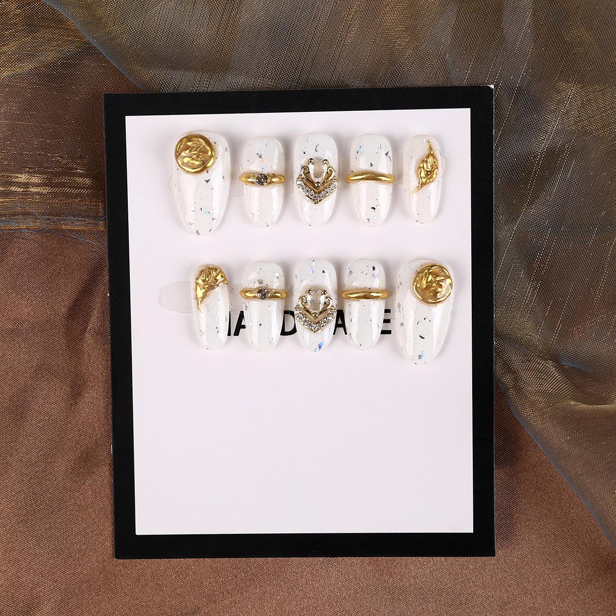 

Xiaohongshu Court Style Oval Gilt Diamond Nail Art Ring - High-End Handmade Manicure Boutique XS + Free 5-piece Tool Set