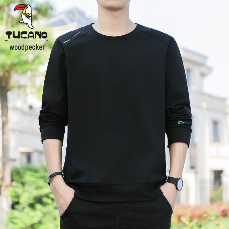 Woodpecker Men's Fleece-Lined Crew Neck Sweatshirt, Plus Size, Long Sleeve, Autumn/Winter 2024
