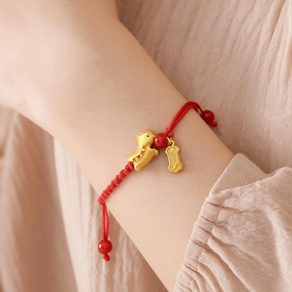 Hand-woven Good Lucky Bracelet Calabash Chinese Red Handrope Zodiac Horse Bracelet  Spring Festival