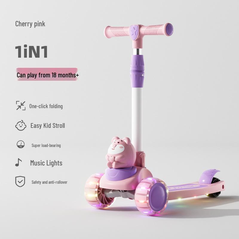 3-in-1 Children's Scooter for Ages 1-10: Sit or Ride for Girls & Boys