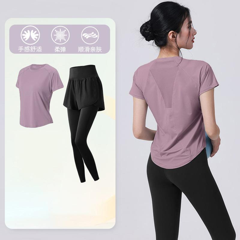 Tennis suit women's short-sleeved training clothes outdoor running quick-drying clothes thin badminton T-shirt fitness clothes