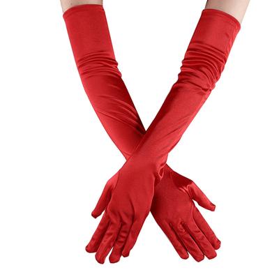 Hosszú szatén kesztyű Cosplay Stretch Halloween Hosszú flapper Estélyi Opera Szatén kesztyű nőknek Piros