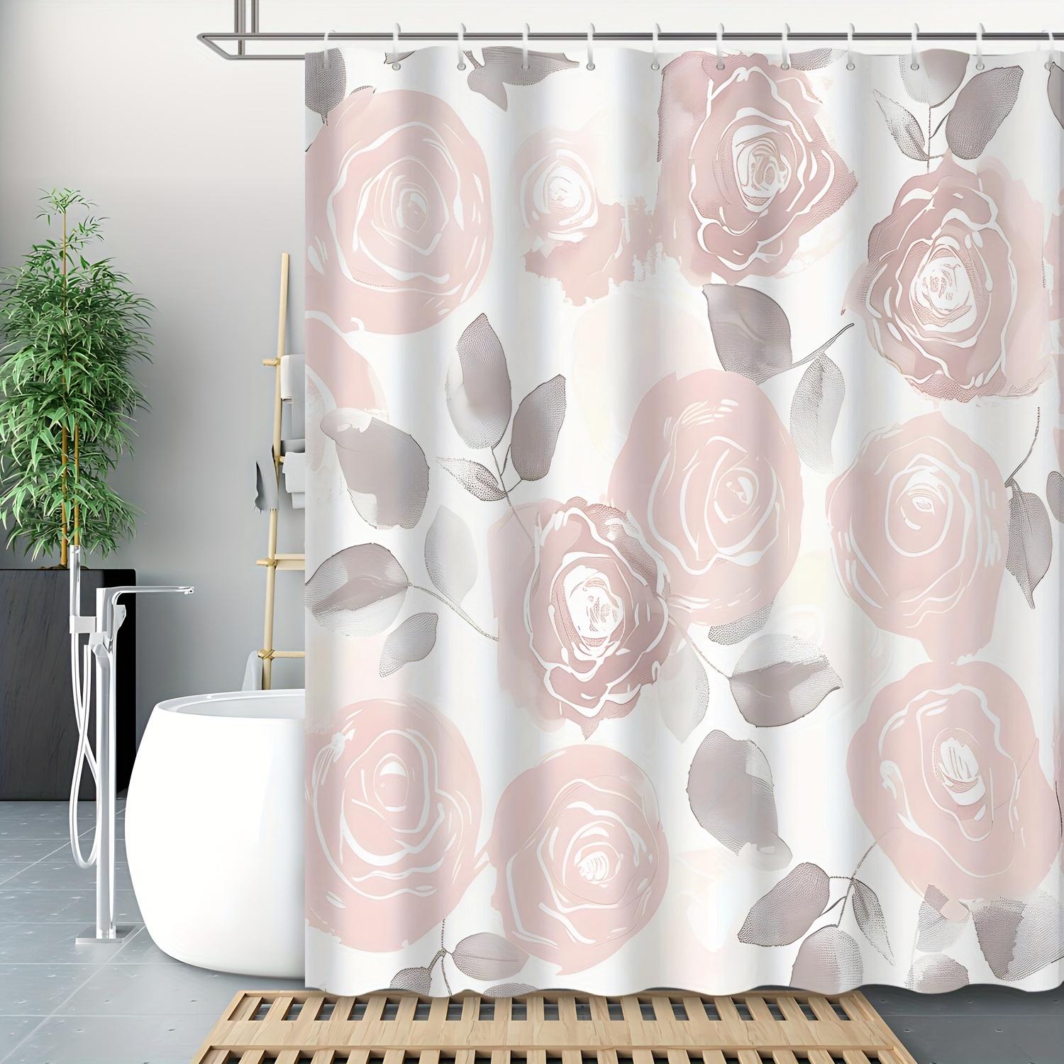 

1Pc Rose Vintage Beautiful Floral Pattern Shower Curtain, Polyester Fabric, Machine Washable, Suitable For Bathroom Decoration W60H190(CM)-1 Pcs