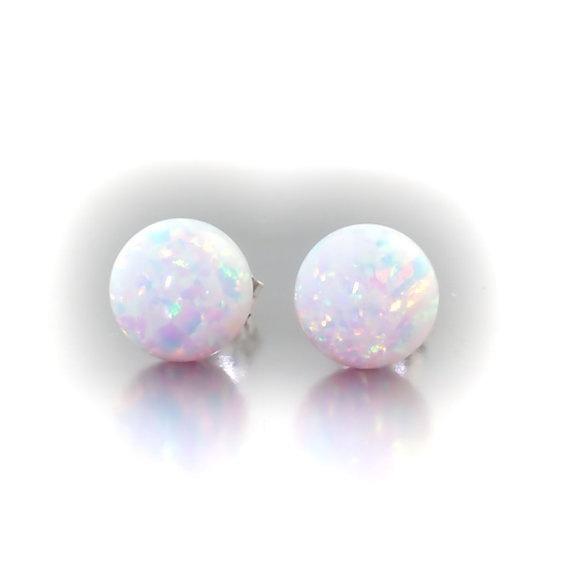 San Jie Dreamy Fire Opal Simple Round s925 Silver Stud Earrings for Women