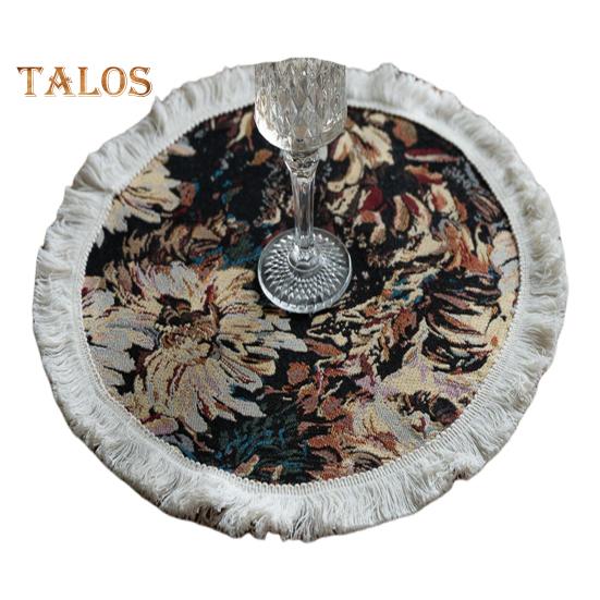 Tischset mit Quaste, pastoralem Stil, Blumen-Ölgemälde, ästhetische runde Form, Partys, Hochzeiten, Bankette, Tischdekoration, Abendessen-Matte