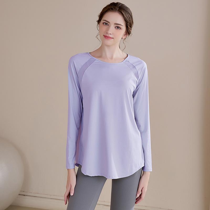 

Женский быстросохнущий спортивный топ с длинным рукавом из сетки для бега и йоги Small фиолетовый