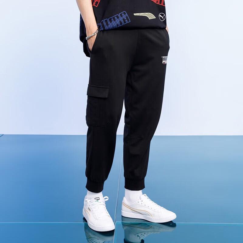 PUMA Elastic Waist Tapered Breathable Casual Pants Men Bottoms Black 534121-01