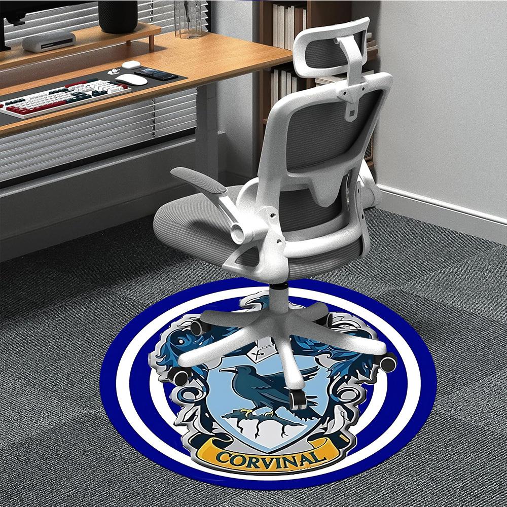 

1PC Raven Crest Office Round Rug - Perfect for Office or Study Decor, Machine Washable, Non-Slip Backing, Decorative Floor Mat 80cm
