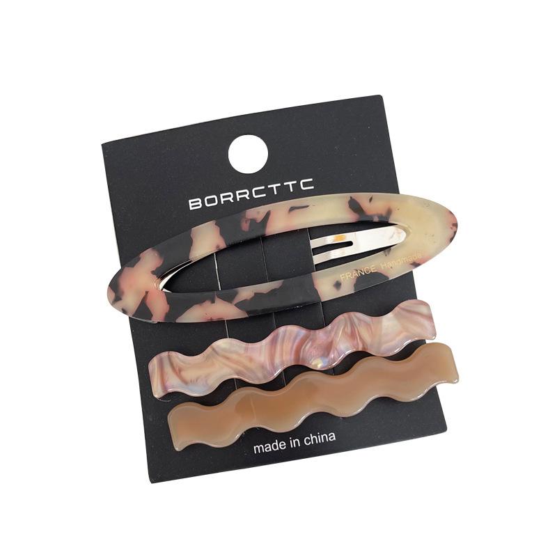 2025 Vintage Acetate Hair Clip Set: 3 Retro BB Side Clips for Flyaways & Bangs