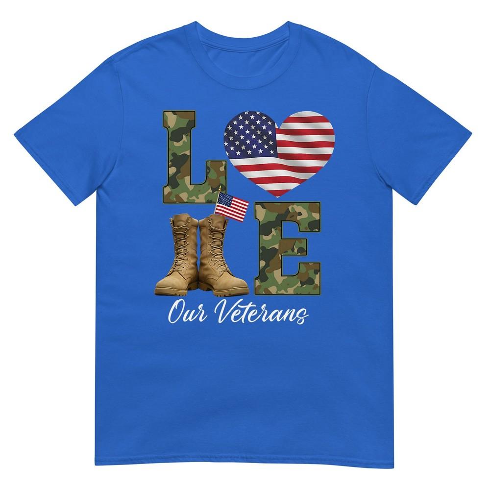 Love Our Veterans Day Proud Military American Flag Thank You TShirt
