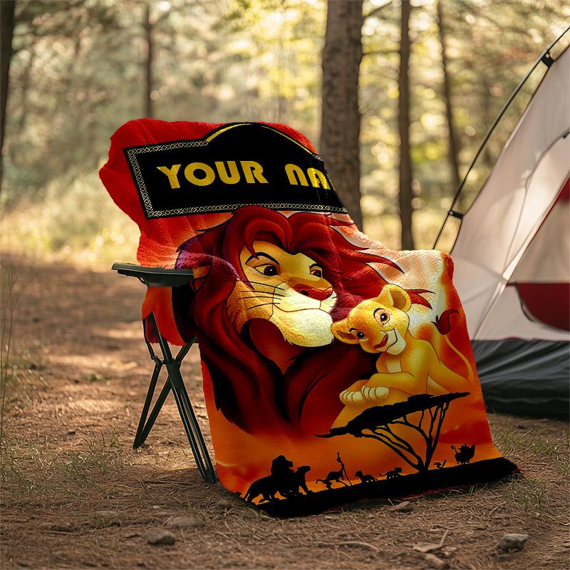 Customizable Lion King Throw Blanket – Personalized Name, All-Season Cozy Snug Blanket, Machine Washable, Personalized Blanket