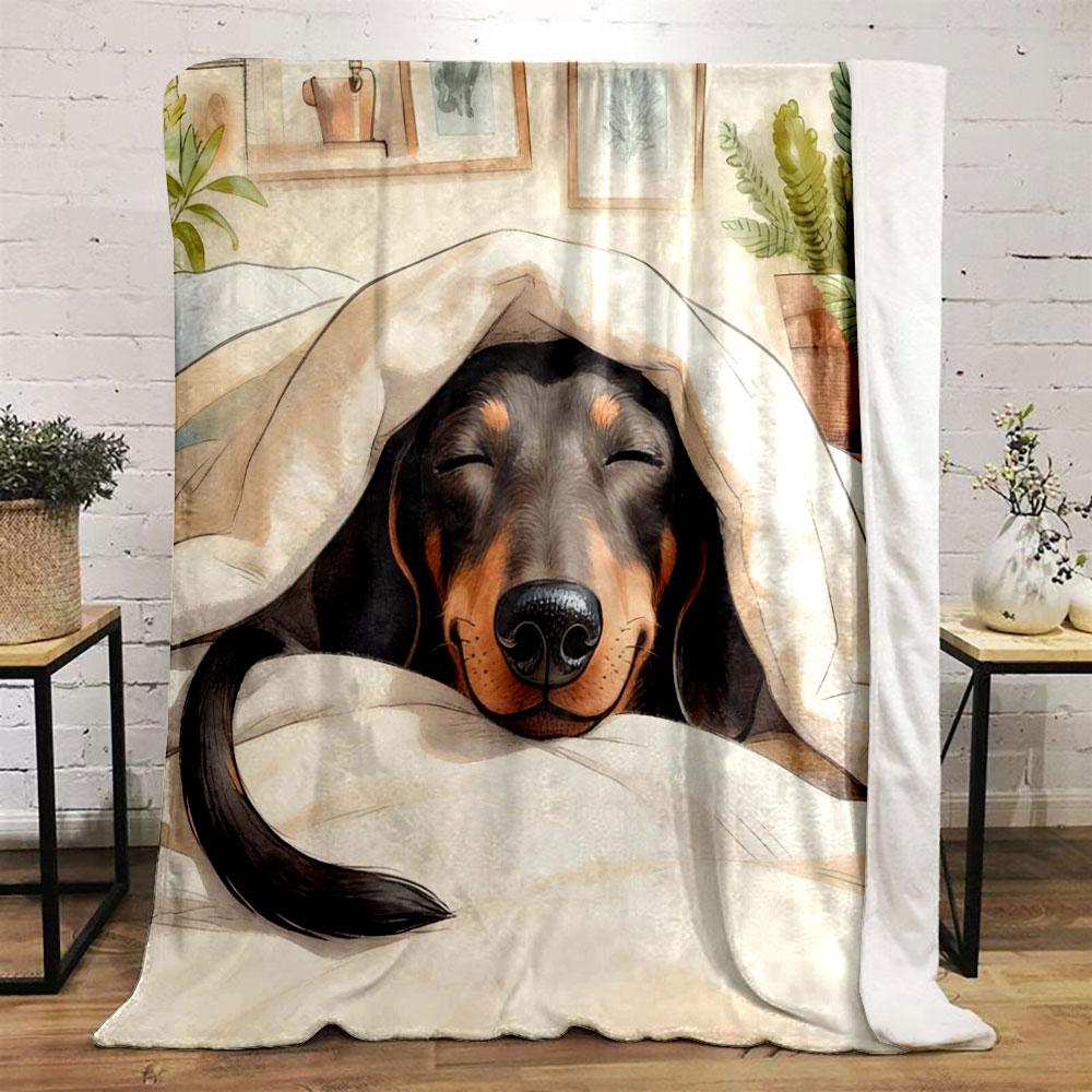 Multi-size Dachshund Theme Print Blanket Warm Soft Fluffy Kids and Adult Sofa Bed Throw Blanket Outdoor Travel Camping