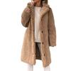 Manteau Trench Femme Peluche Épaissir Pardessus Automne Hiver Simple Boutonnage Veste Teddy Longue