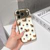 Lucky Start Phone Case For iPhone 17 16 15 14 13 12 11 Pro Max 16E Gold Electroplated glass shell  Cute Dog Dessert Pattern Cover