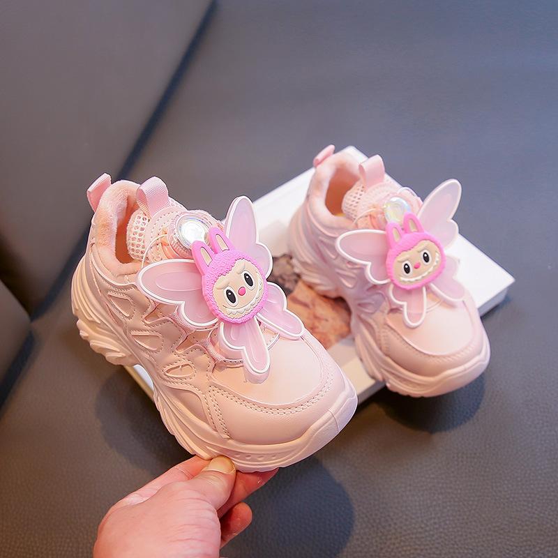 

Girls Winter Warm Cotton Sneakers with Fleece Lining and Rotating Button Laces size 26 розовый
