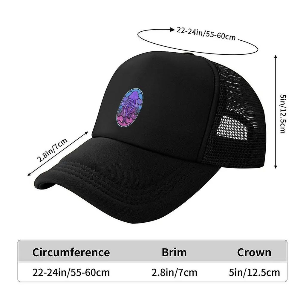 Colorful Jellyfish in an Underwater  themed Illustration Mesh Baseball Cap