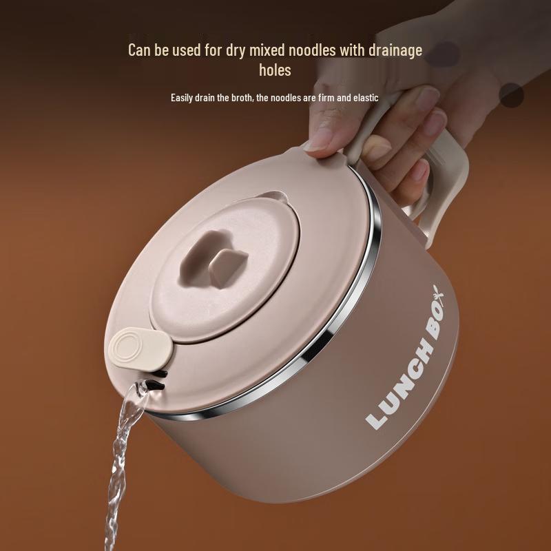 ZISIZ Stainless Steel Noodle Bowl with Lid & Spoon