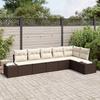 Garden Sofa Set with Cushions 6 pcs Brown and Cream Poly Rattan