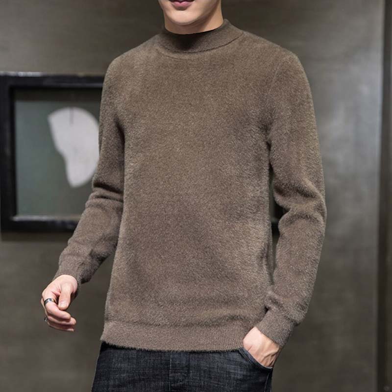 

Плюс бархатный осенне-зимний новый однотонный свитер с высоким воротником, мужские толстые пуловеры M