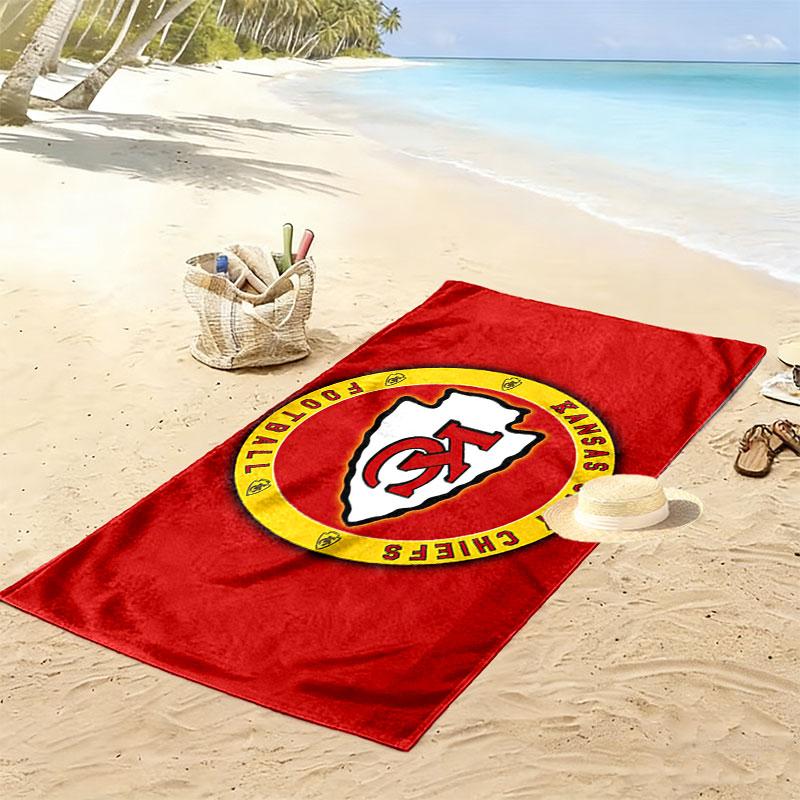 KC Chiefs logo Print Beach Towel, Large Soft Quick Dry Towel for Beach Camping Swimming