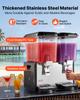 VEVOR Commercial Beverage Dispenser 2 Tanks 18 L / 19 QT Per Tank, Stainless Steel Juice Dispenser