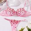 Lace Perspective Pink Underwear Breathable Large Chest Large Size Underwear Summer Ultra-thin Suit Sexy Pure Desire Erotic Underwear