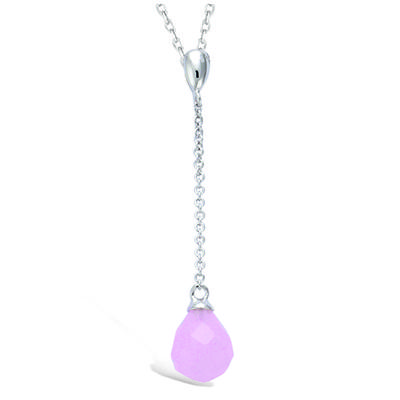 [N6816] - Silver Necklace 'Linda' Rose Quartz Silver (rhodium-plated) - 40x12 Mm