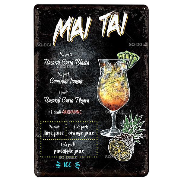 [SQ-DGLZ] Mojito Metal Sign Vintage Metal Plaque Plates Decor For Pub Bar Home Wall Decor Tin Signs Cocktail Poster Gift