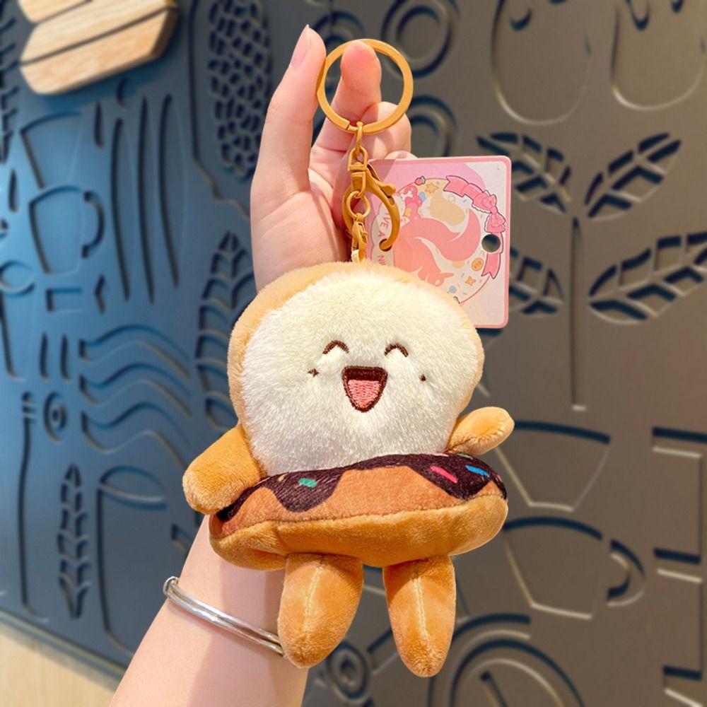 

Soft Plush Toast Key Chain Cute Doll Bag Decoration Kawaii Plush Cartoon Keyring Girl