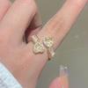 Elegant Sparkling Zirconia Heart Design Cuff Ring for Women Luxury Stylish Rhinestore Rings Jewelry Gifts Accessory