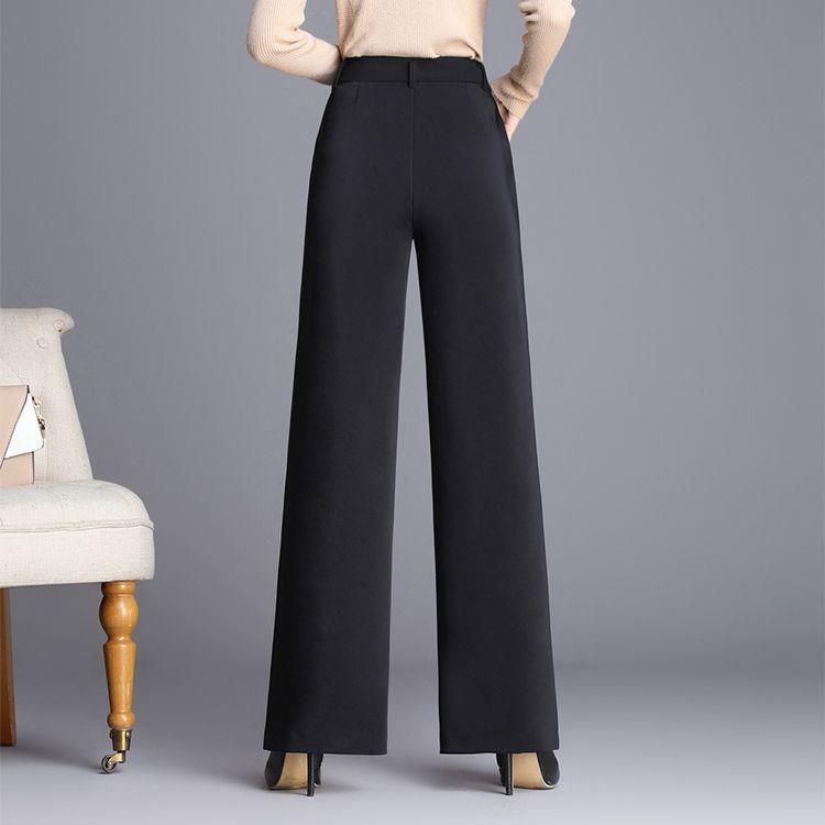 Women's High-Waisted Wide-Leg Pants: Autumn Drape, Loose Fit for Runway, Square Dancing, Social & Latin Dance, and Mother's Wear.