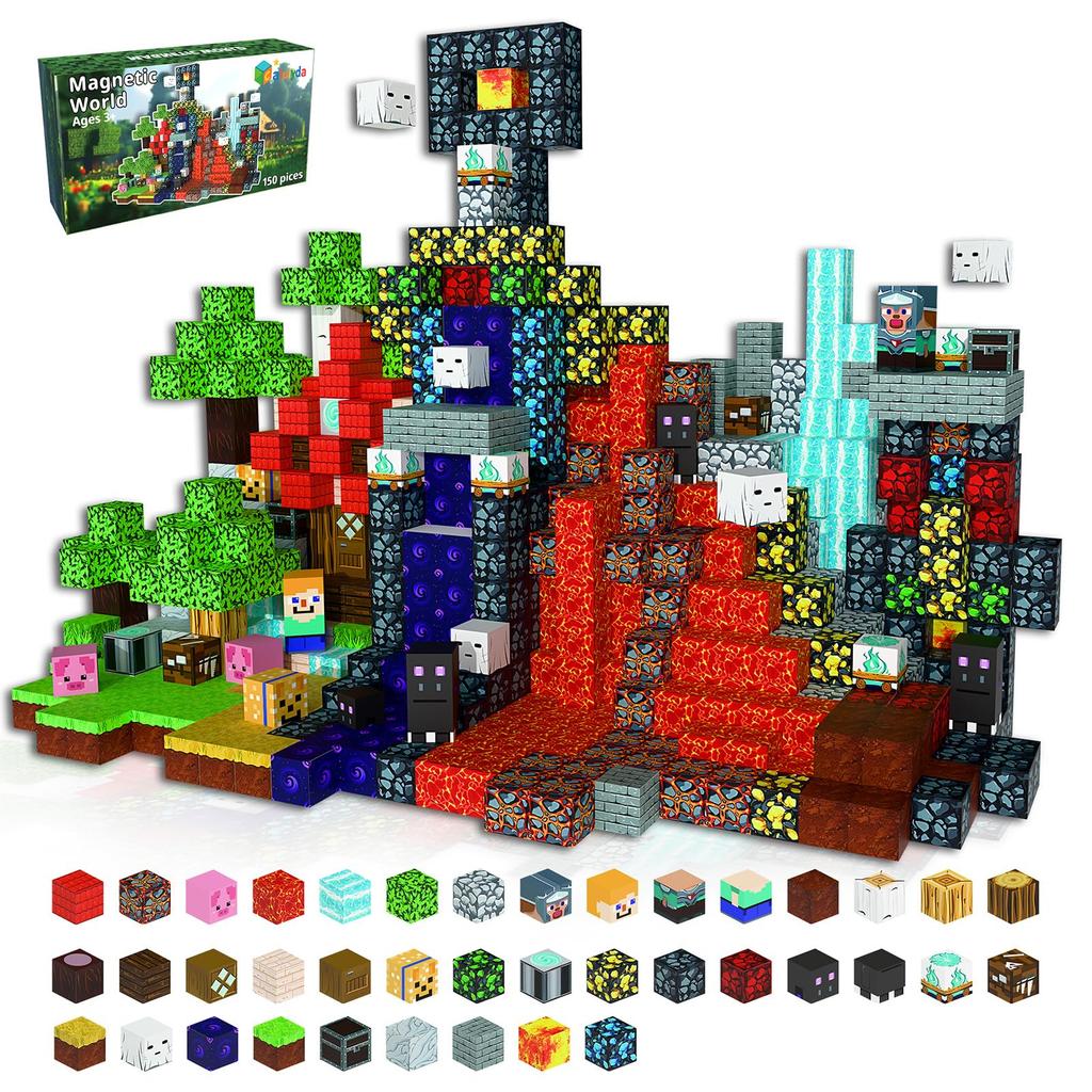 Magnetic Building Educational Toy for Boys and STEM Learning Christmas Gift 150-Piece Blocks, Girls, Toy, Birthday, (Green Forest)