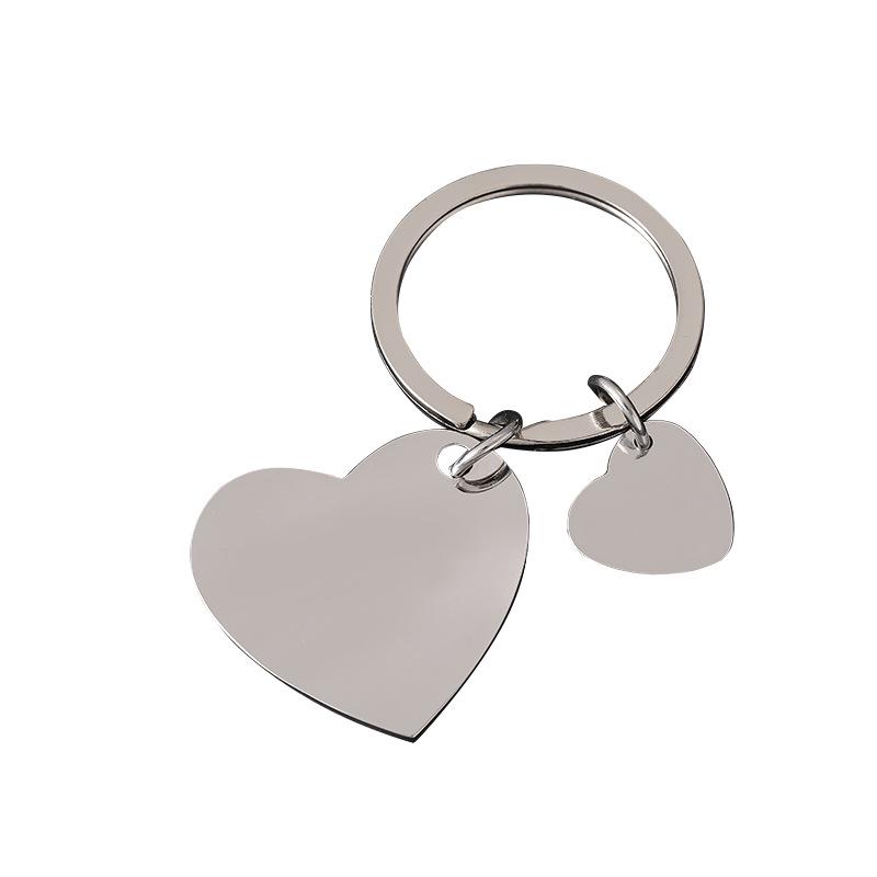 Stainless Steel Heart-Shaped Laser Engravable Metal Keychain Gift