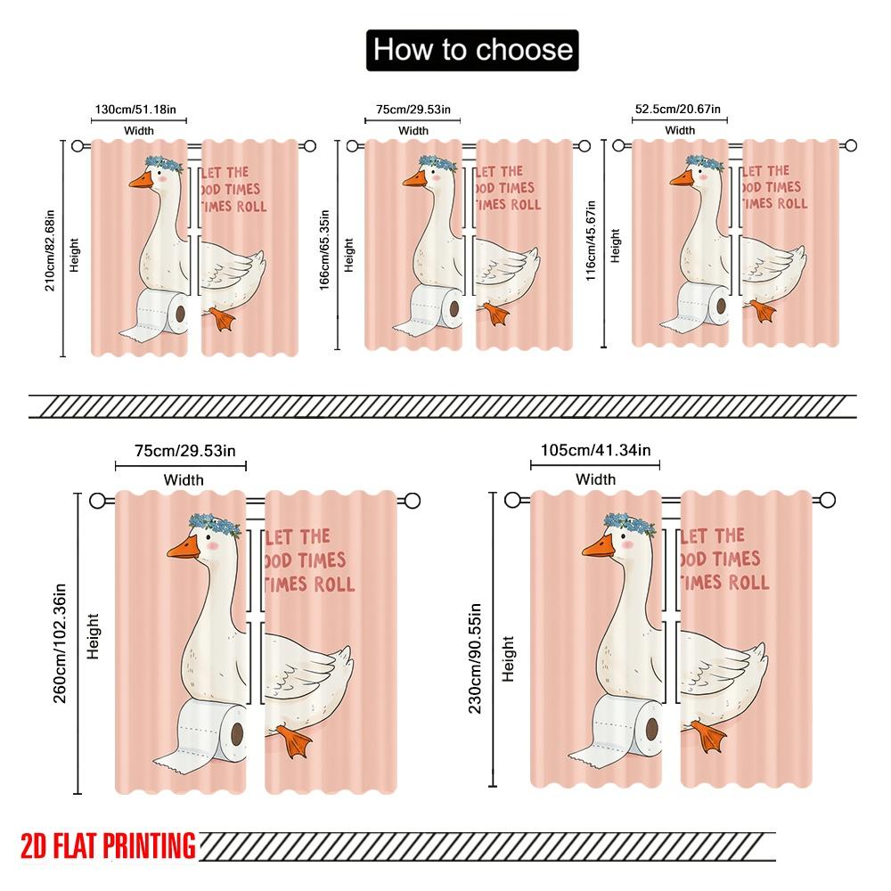 2pcs 2D flat printing Curtains Funny Goose Toilet Paper Polyester Without Electricity Holiday Decorations for Festive Portraits