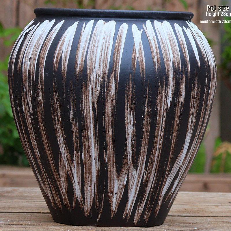 Large Vintage Ceramic Flower Pot for Indoor/Outdoor Plants - Breathable Tall Wide-Mouth Design for Bougainvillea & Succulents