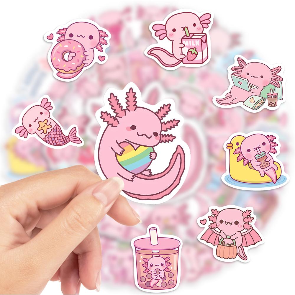 Cartoon Axolotl Stickers Cute Animal DIY Kids Toys Gift Decorative Decal for Laptop Phone Scrapbook Diary Luggage Waterproof