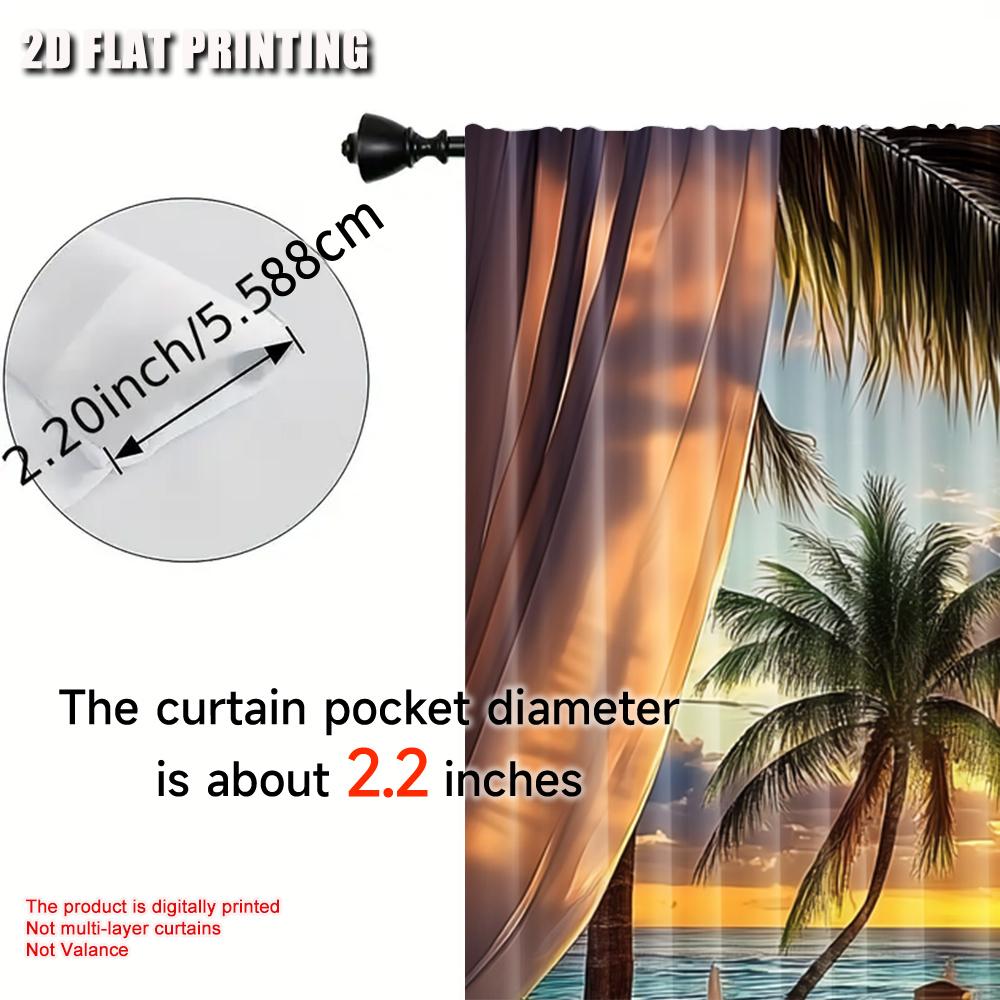 Set Of 2 Tropical Seaside Pography Balcony Wood Bridge Theme Wedding Birthday Curtains Wide Bedroom Living Room Dorm Curtain For Sitting Made