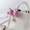 Sweet Lovely PU Leather Bowknot Heart Keychains Pendant Hangings Ornament Keyring Backpack Decoration for Women Girls