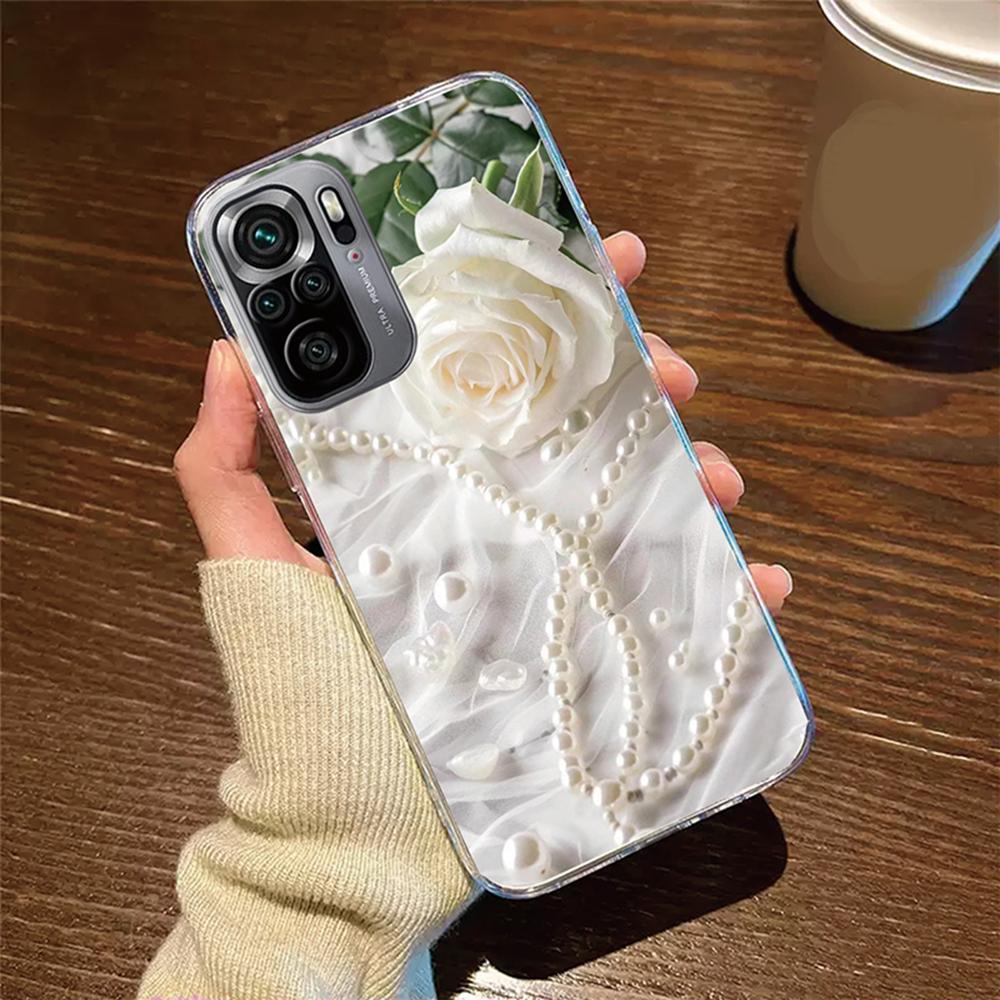 Flower Oil Painting Phone Case For Xiaomi Redmi Note 10 10S Pro 4G Cover Silicone Poco M5S Rose Transparent Clear Redni Note10