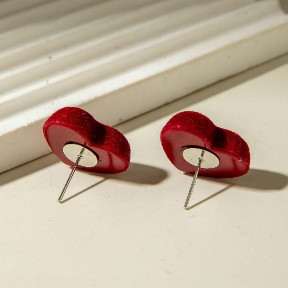 Pearl Red Velvet Bow Earrings Zinc Zinc Alloy New Year Earrings Fashion Wine Red Bow Drop Earrings  Gift