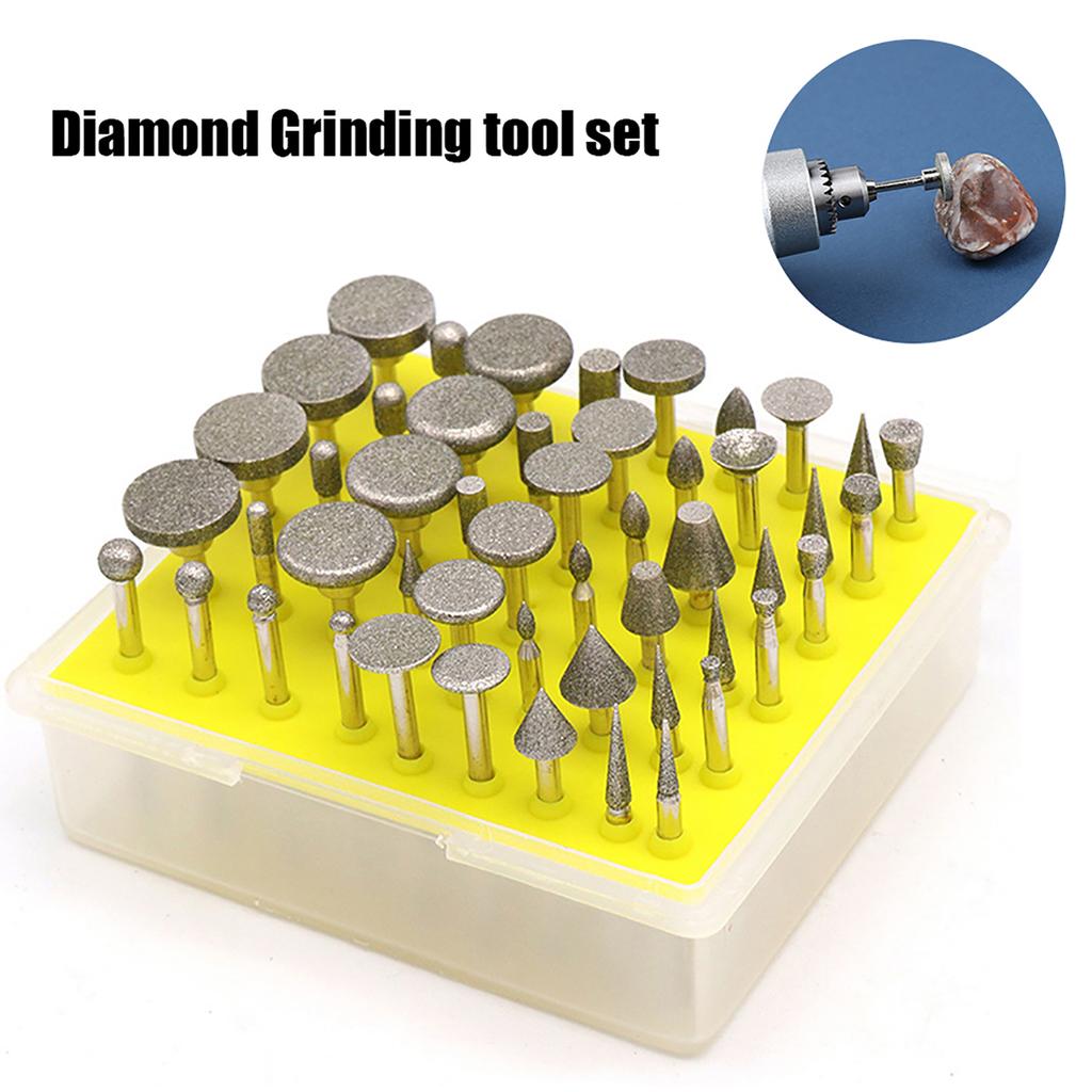 50 Stück Diamant-Schleifköpfe 3,175 mm Schaft Diamantbeschichtete Rotationsfräser Set Schleifer Rotationswerkzeug Set Schleifschneidkopf Bohrer Metallgravur