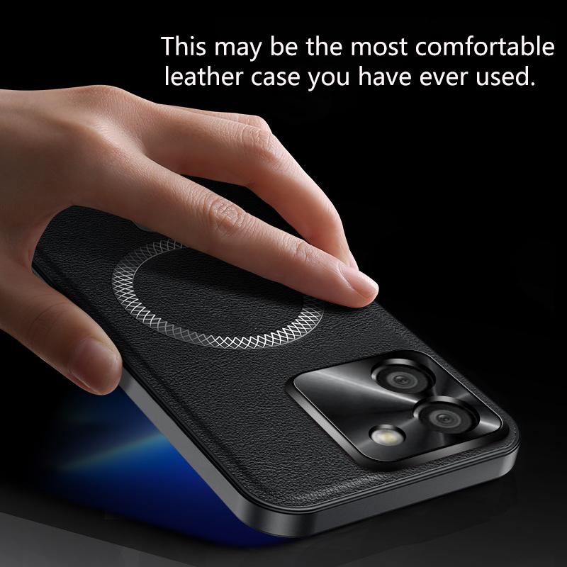For Poco M7 Pro 5G Case Magnetic Elegant Leather Wear-Resistant Lens Fully Covered Non-Slip Grip Edge Cover Shell