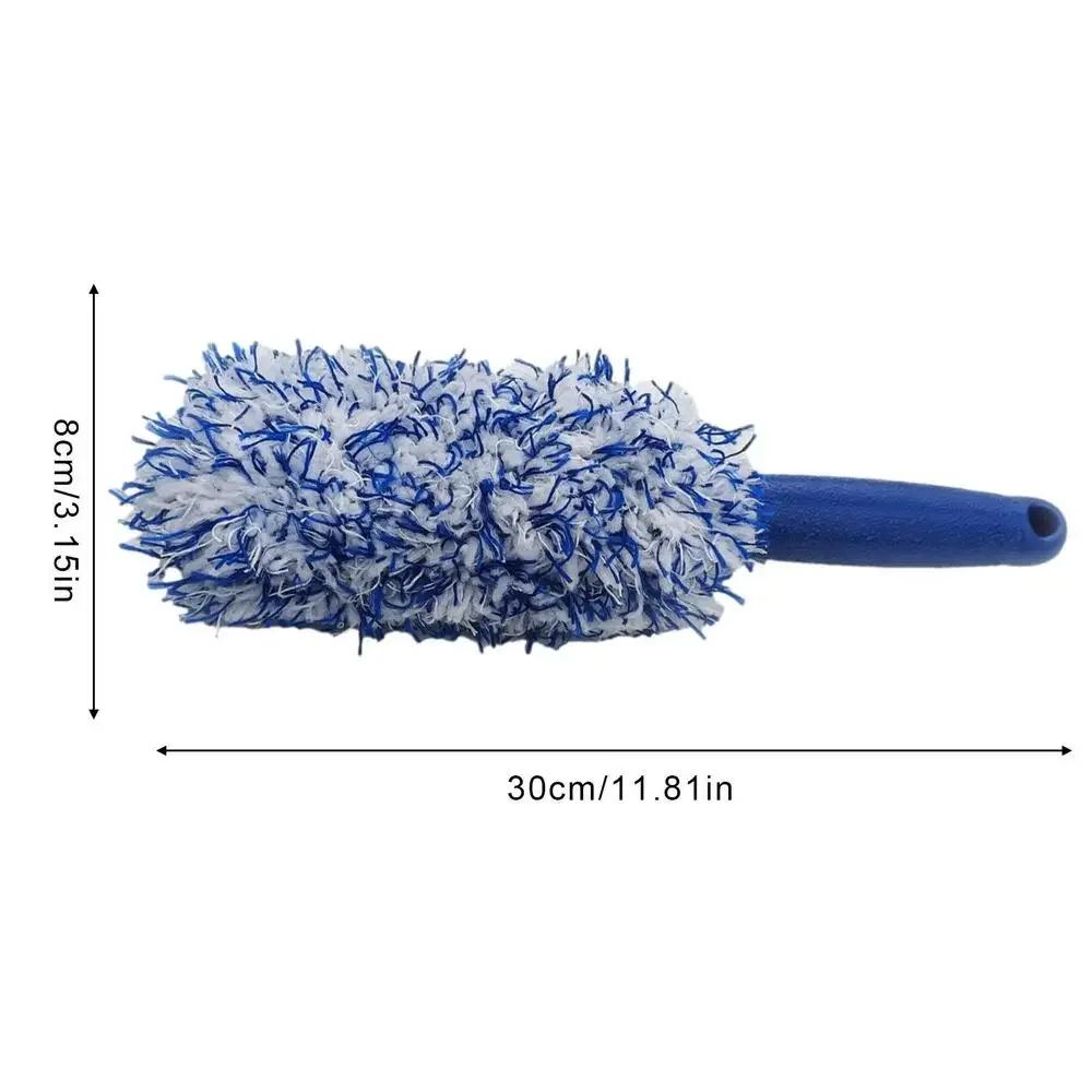 Premium Car Wash Brush Plush Wheels Cleaner with Non-Slip Handle Easy Cleaning Rims Spokes Wheel Barrel Car Accessory