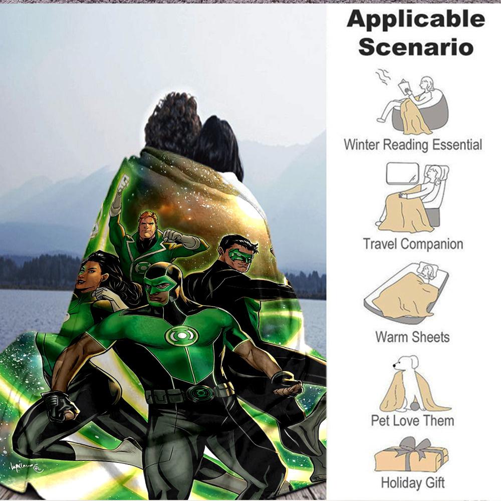 1pc Green Lantern Corps Blanket Polyester Fiber, All Season Comfort for Sofa, Bed, Office, Car, Camping Ideal Home Decor & Gift, Office Comfort