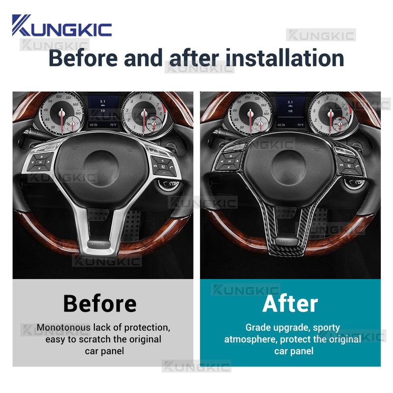 For Mercedes Benz SLK R172 2011 2012 2013 2014 2015 2016 Real Soft Carbon Fiber Car Steering Wheel Button Panel Trim Sticker